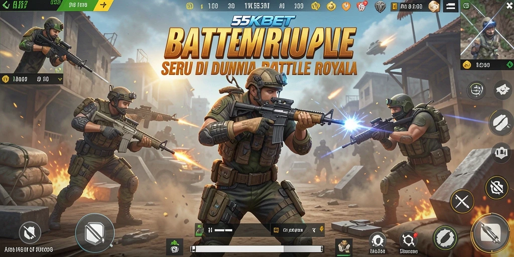 Tampilan gameplay 55KBET yang seru dan kompetitif di arena Battle Royale.