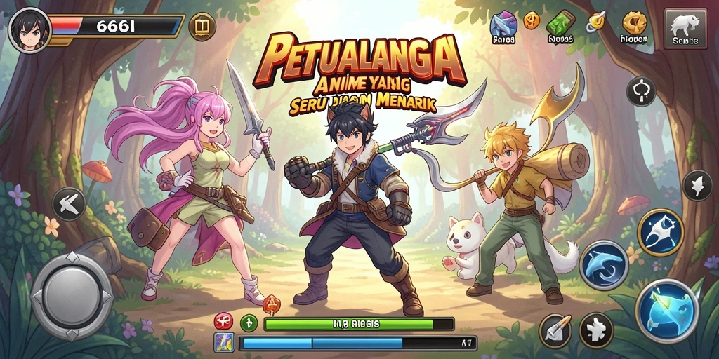 Gameplay menarik dengan karakter anime yang unik dan seru.