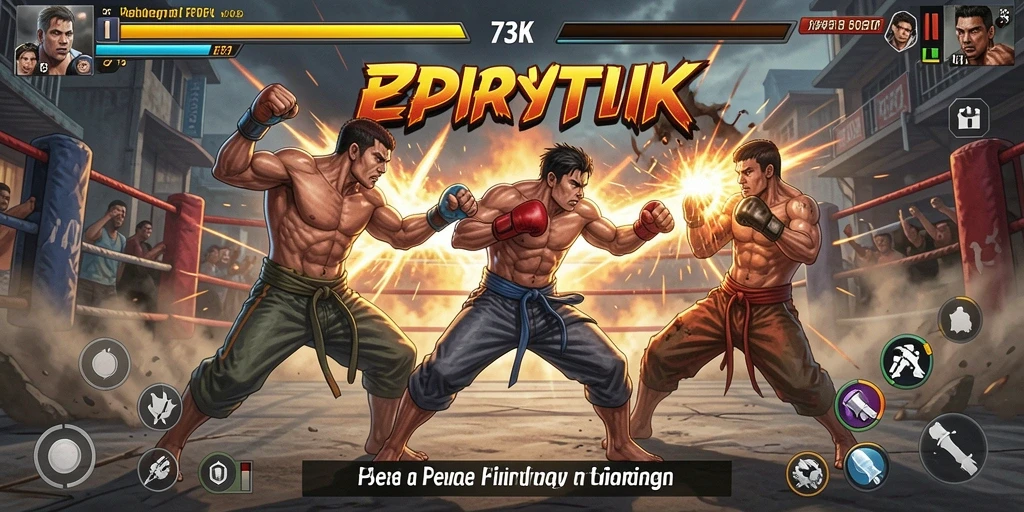 Screenshot menunjukkan pertarungan mendebarkan dalam 73K dengan efek visual menakjubkan.