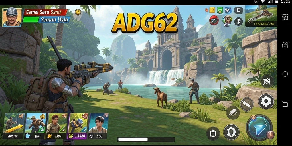Tangkapan layar utama ADG62 menampilkan gameplay yang seru dan penuh warna.