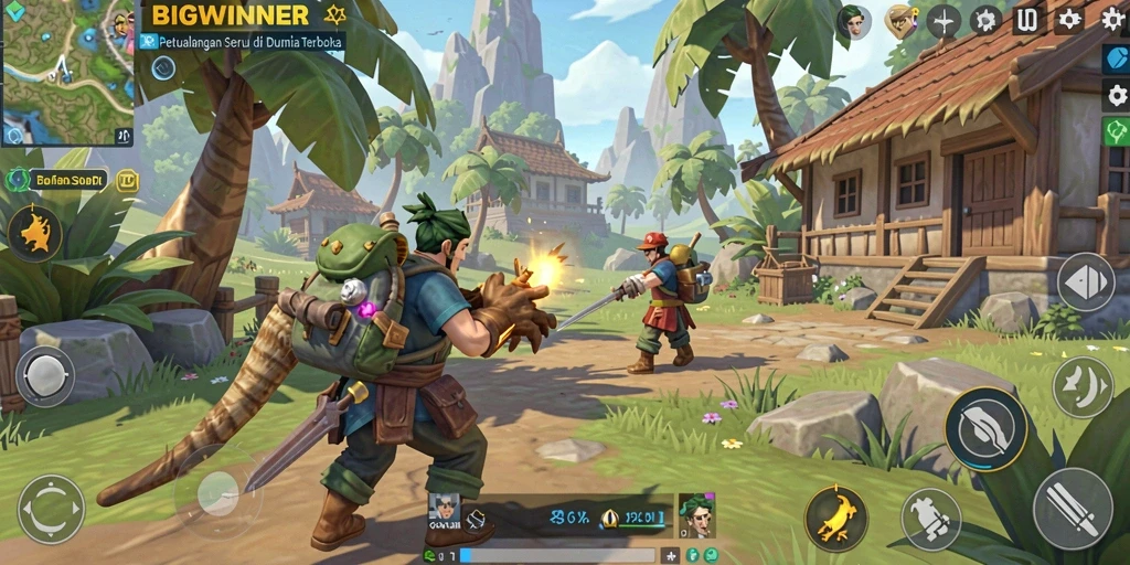 Screenshot gameplay BIGWINNER menampilkan pengalaman Open World yang mendebarkan.