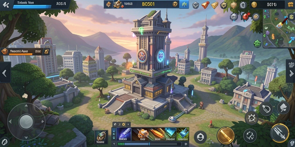 Tampilan gameplay menegangkan dari BOS01 dalam pertempuran Tower Defense.