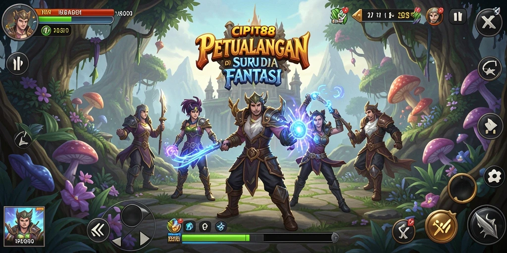Tampilan gameplay <strong>CIPIT88</strong> dengan karakter menjelajahi dunia yang fantastis.