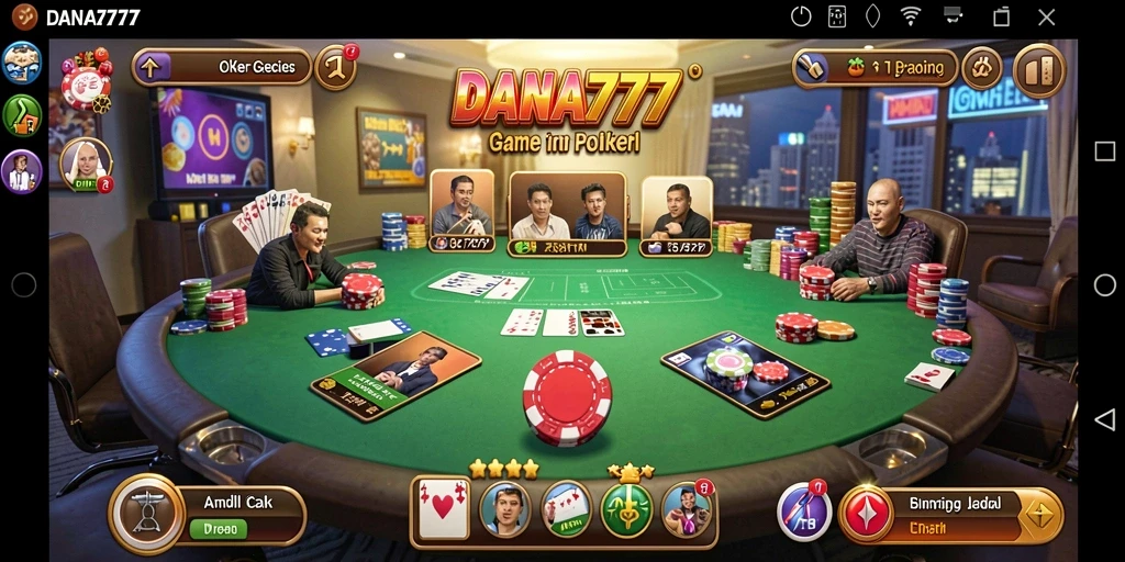 Screenshot DANA777 menunjukkan gameplay Poker yang seru dan menegangkan.
