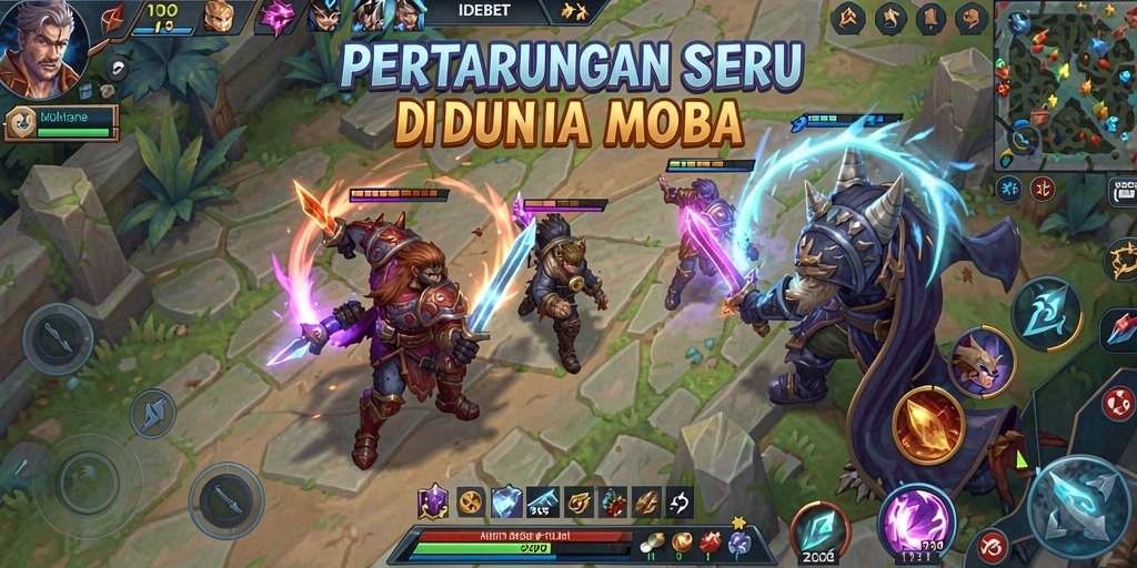 Tampilan gameplay seru dari IDEBET dengan karakter MOBA.