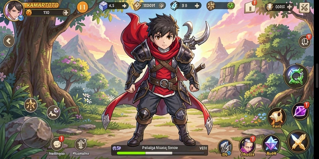 Tangkapan layar gameplay <strong>KAMARTOTO</strong> menunjukkan pertarungan epik antara karakter anime.