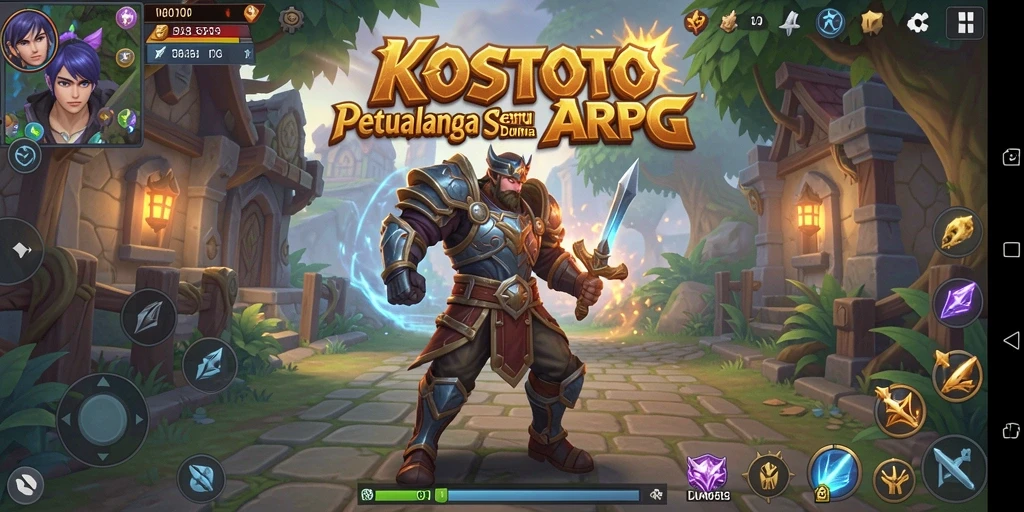 Tampilan permainan KOSTOTO dengan aksi penuh di dunia fantasi.
