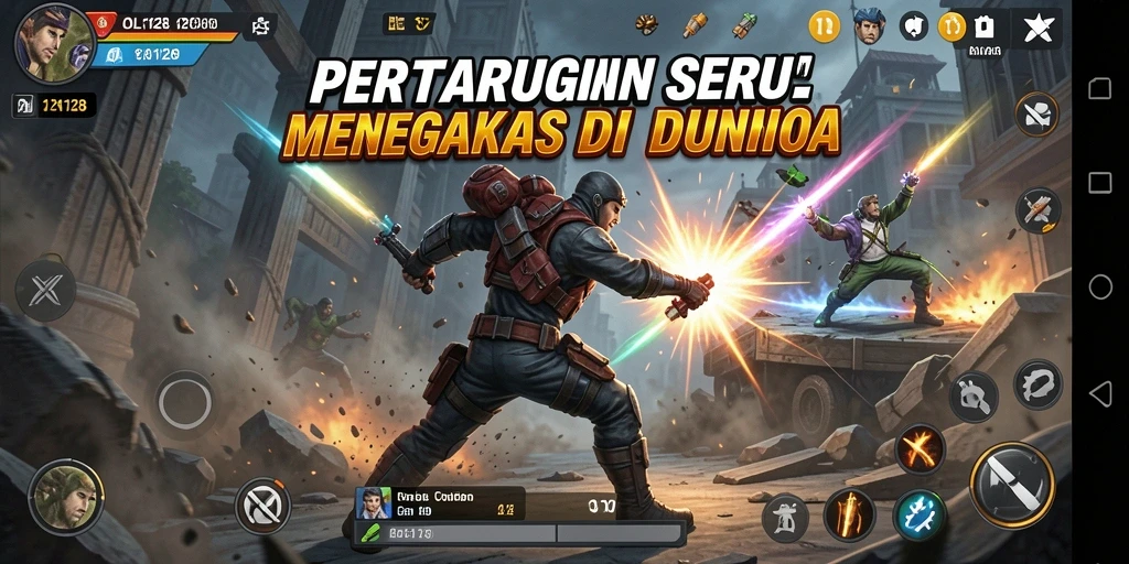 Tangkapan layar menunjukkan aksi pertarungan seru di OLX128.