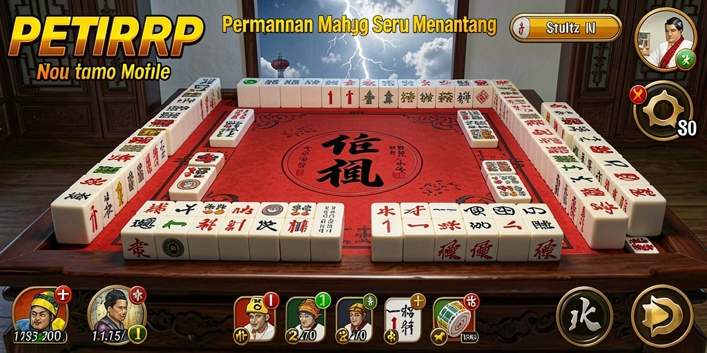 Screenshot gameplay PETIRRP dengan papan Mahjong yang menarik.