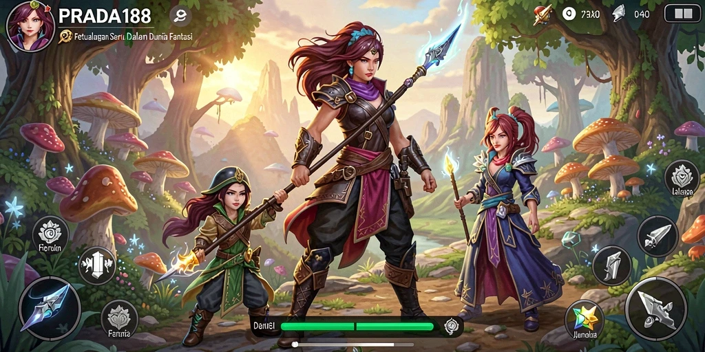 Screenshot gameplay PRADA188 menunjukkan petualangan seru di dunia fantasi.