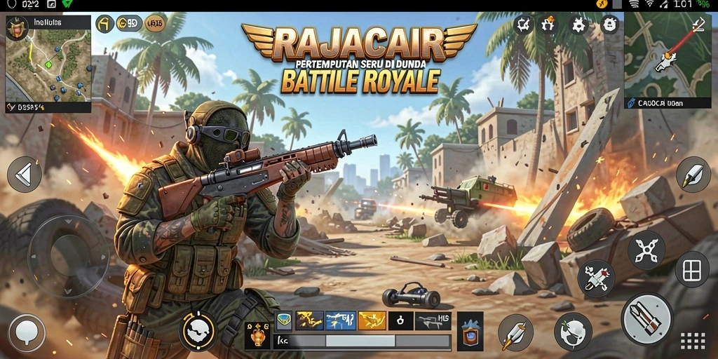 Gameplay intens RAJACAIR dalam aksi Battle Royale.