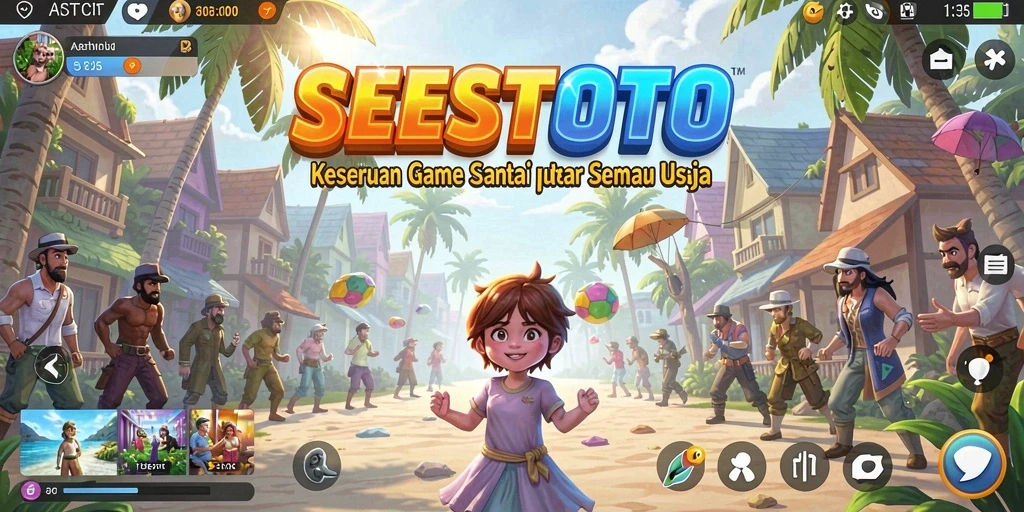 Tampilan gameplay yang cerah dan menyenangkan dari SESETOTO.