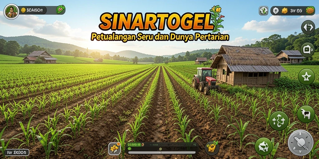 Screenshot gameplay Farming SINARTOGEL menampilkan lahan pertanian yang subur.