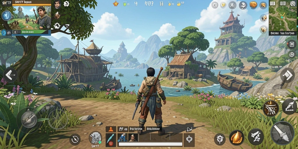 Tampilan gameplay <strong>SKY77</strong> yang menakjubkan dalam dunia terbuka.