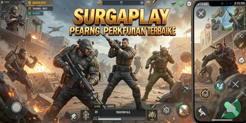 Gameplay SURGAPLAY menampilkan aksi seru dalam pertempuran Battle Royale.