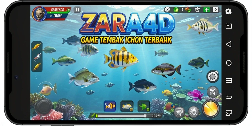 Gameplay ZARA4D menampilkan aksi menembak ikan yang seru dan menantang.